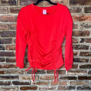 NWT No Boundaries Red Cinched Pullover Sweatshirt Long Sleeve Womens Size Medium
